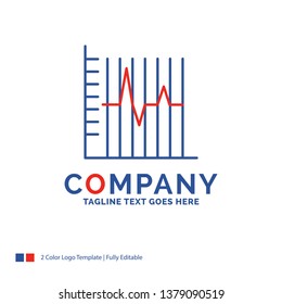 Company Name Logo Design For progress, report, statistics, patient, recovery. Blue and red Brand Name Design with place for Tagline. Abstract Creative Logo template for Small and Large Business.