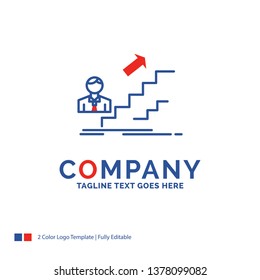 Company Name Logo Design For promotion, Success, development, Leader, career. Blue and red Brand Name Design with place for Tagline. Abstract Creative Logo template for Small and Large Business.