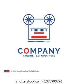 Company Name Logo Design For Record, recording, retro, tape, music. Blue and red Brand Name Design with place for Tagline. Abstract Creative Logo template for Small and Large Business.
