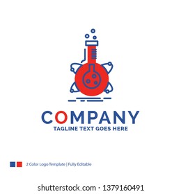 Company Name Logo Design For research, laboratory, flask, tube, development. Blue and red Brand Name Design with place for Tagline. Abstract Creative Logo template for Small and Large Business.