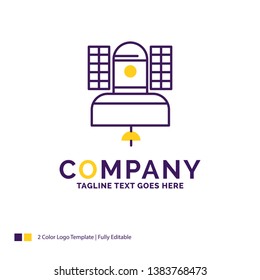 Company Name Logo Design For Satellite, broadcast, broadcasting, communication, telecommunication. Purple and yellow Brand Name Design with place for Tagline. Creative Logo template for Small and Larg