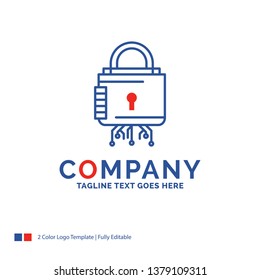 Company Name Logo Design For Security, cyber, lock, protection, secure. Blue and red Brand Name Design with place for Tagline. Abstract Creative Logo template for Small and Large Business.