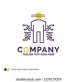 Company Name Logo Design For Sensor, body, Data, Human, Science. Purple and yellow Brand Name Design with place for Tagline. Creative Logo template for Small and Large Business.