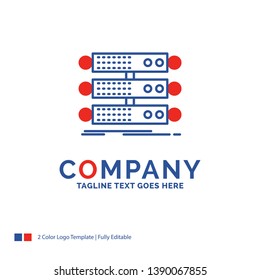 Company Name Logo Design For server, structure, rack, database, data. Blue and red Brand Name Design with place for Tagline. Abstract Creative Logo template for Small and Large Business.