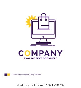 Company Name Logo Design For shopping, online, ecommerce, services, cart. Purple and yellow Brand Name Design with place for Tagline. Creative Logo template for Small and Large Business.