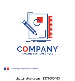 Company Name Logo Design For sketch, sketching, design, draw, geometry. Blue and red Brand Name Design with place for Tagline. Abstract Creative Logo template for Small and Large Business.