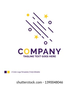 Company Name Logo Design For star, shooting star, falling, space, stars. Purple and yellow Brand Name Design with place for Tagline. Creative Logo template for Small and Large Business.