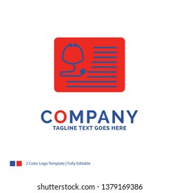 Company Name Logo Design For stethoscope, doctor, cardiology, healthcare, medical. Blue and red Brand Name Design with place for Tagline. Abstract Creative Logo template for Small and Large Business.