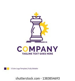 Company Name Logo Design For strategy, chess,  success. Purple and yellow Brand Name Design with place for Tagline. Creative Logo template for Small and Large Business.