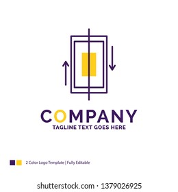 Company Name Logo Design For sync, synchronization, data, phone, smartphone. Purple and yellow Brand Name Design with place for Tagline. Creative Logo template for Small and Large Business.