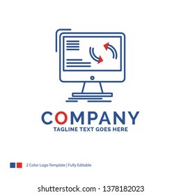 Company Name Logo Design For synchronization, sync, information, data, computer. Blue and red Brand Name Design with place for Tagline. Abstract Creative Logo template for Small and Large Business.
