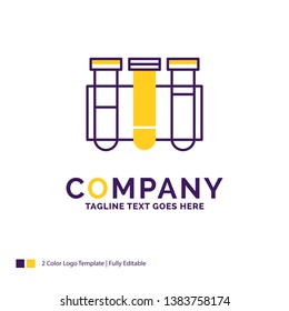 Company Name Logo Design For Test, Tube, Science, laboratory, blood. Purple and yellow Brand Name Design with place for Tagline. Creative Logo template for Small and Large Business.