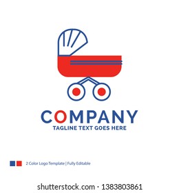 Company Name Logo Design For trolly, baby, kids, push, stroller. Blue and red Brand Name Design with place for Tagline. Abstract Creative Logo template for Small and Large Business.