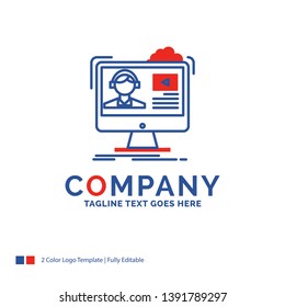 Company Name Logo Design For tutorials, video, media, online, education. Blue and red Brand Name Design with place for Tagline. Abstract Creative Logo template for Small and Large Business.