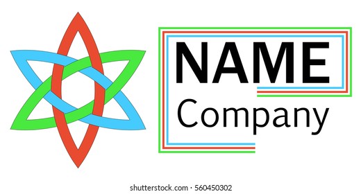 company name logo hexagon flower, RGB color logo, flower petals are intertwined, vector