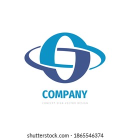 Company network connection business logo design. Stylized letter O sign. Planet abstrat symbol. Vector illustration. 