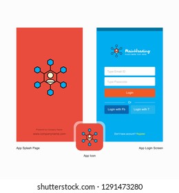 Company Network Splash Screen and Login Page design with Logo template. Mobile Online Business Template