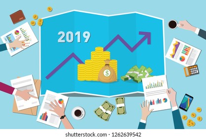 company new target on new year 2019 with team working together on the table vector illustration - Powered by Shutterstock - Get 15% off with code: PIKWIZARD15
