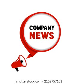 Company News. Company News Banner With Megaphone. Flat Style Vector Illustration.