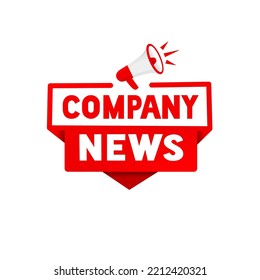 Company News. Text On Megaphone Banner. Flat Vector.