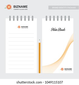 Company note book design vector also with flower logo