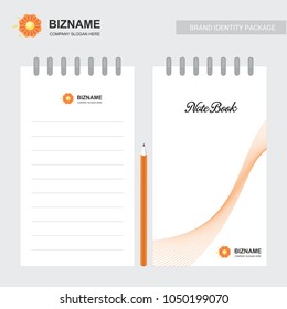 Company note book design vector with flower logo 