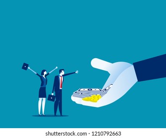 Company Offer Salaries To Employees. Concept Business Vector Illustration, Bonus, Salary Up, Growth.