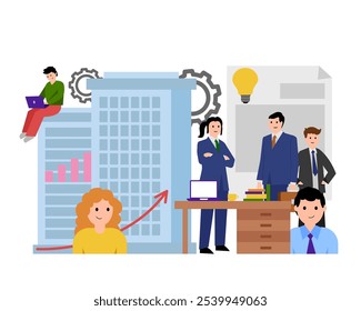 Empresa. Escritório. Ilustração simples de cor plana do vetor.