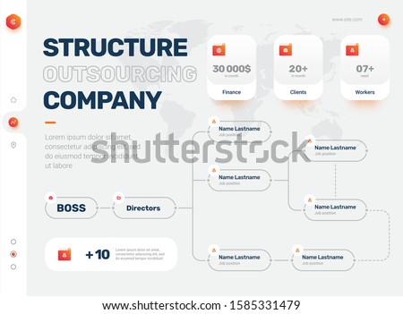 Company Organization Chart. Structure of the company. Business hierarchy organogram chart infographics. Corporate organizational structure graphic elements. 