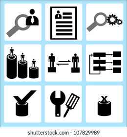 company, organization and human resource icon set