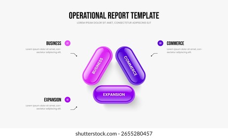 Company Overview Frame Layout Vector Illustration. Visual Proposal Three Step Diagram Presentation Design. Project Innovation 3 Option Infographic Slideshow Template.