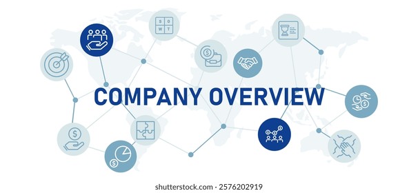 Company Overview icon set corporate data analysis business planning work statistic financial organize system design outline collection