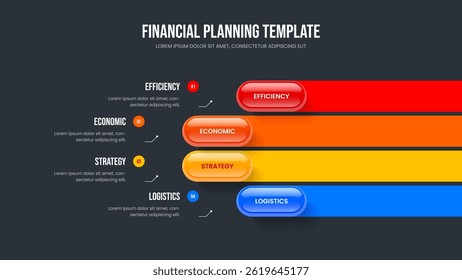 Company Overview Slideshow Template Vector Illustration. Consulting Growth Four Step Infographic Frame Layout. Visual Review 4 Option Diagram Presentation Design.