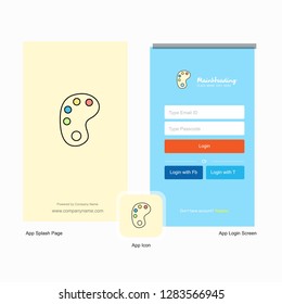 Company Paint tray  Splash Screen and Login Page design with Logo template. Mobile Online Business Template