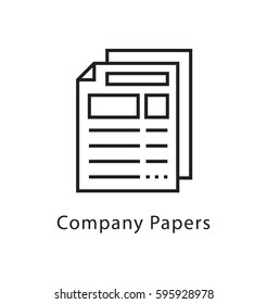 Company Papers Vector Line Icon 