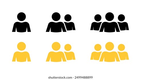 Company of people set icons. Flat and silhouette style. Vector icons.