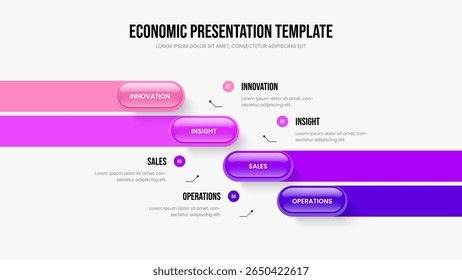 Company Plan Slideshow Template Vector Illustration. Project Proposal Four Option Infographic Frame Design. Corporate Insight 4 Element Diagram Slide Layout.