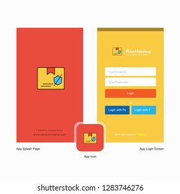 Company Police id Splash Screen and Login Page design with Logo template. Mobile Online Business Template