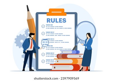 Company policy concept, People discussing company rules and regulations, Agreement, Company law and business ethics, Compliance, for web design, infographics, landing pages, social media, apps.