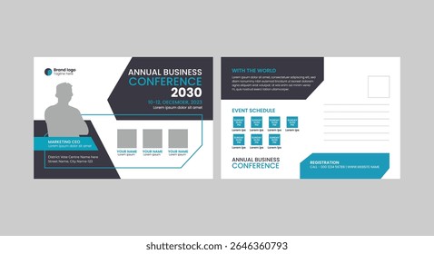 company postcard design template. conference invitation post card banner design template 