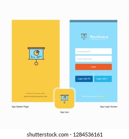 Company Presentation board  Splash Screen and Login Page design with Logo template. Mobile Online Business Template