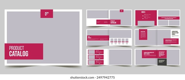 company product catalog landscape portfolio layout, page catalog brochure with premium product price list	