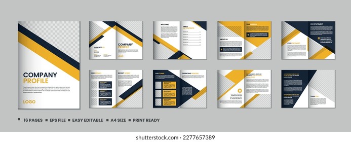 
Company profile, 16 pages business brochure, magazine, annual report, catalog and a4 multipage template design