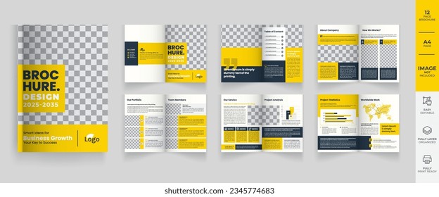 Company profile brochure template, business proposal layout concept design, yellow minimal company profile template layout design