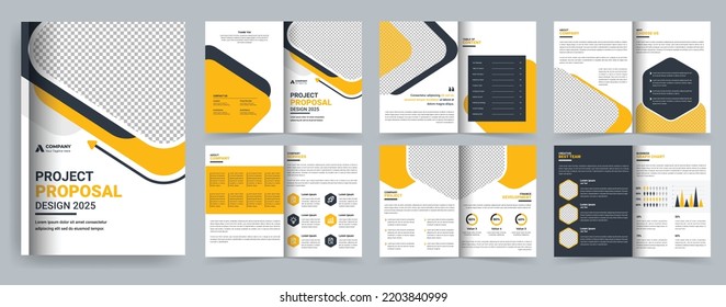Company profile brochure template layout design or multipage business brochure design and project proposal layout. Presentation templates or corporate booklet. annual report, brochure, magazine