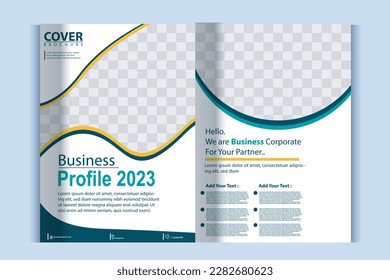 Company profile brochure template layout design, two page business brochure design, template layout design for modern business brochure