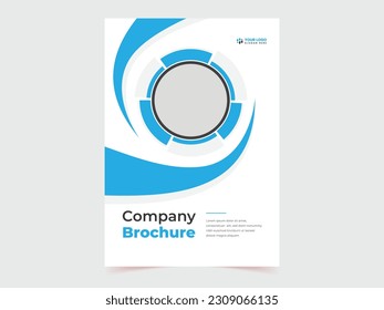 Company profile brochure template layout, blue color shape template design, modern brochure design ,annual report, wo Color, Vector Template, A4 Size