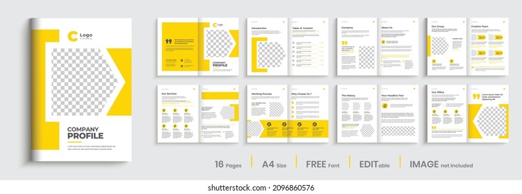 Company profile business brochure template design, yellow color shape minimal professional company profile template, multipage annual report for your business