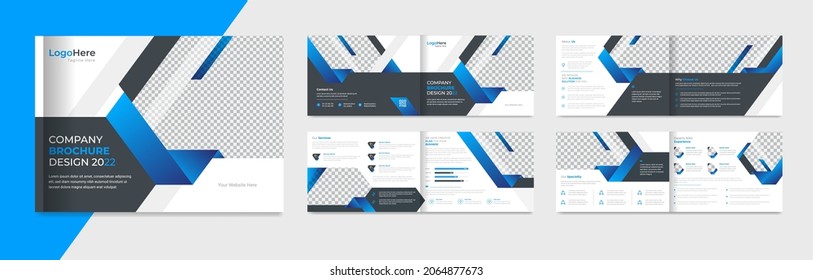 Company profile corporate brochure template design 16 page with vector creative gradient shapes