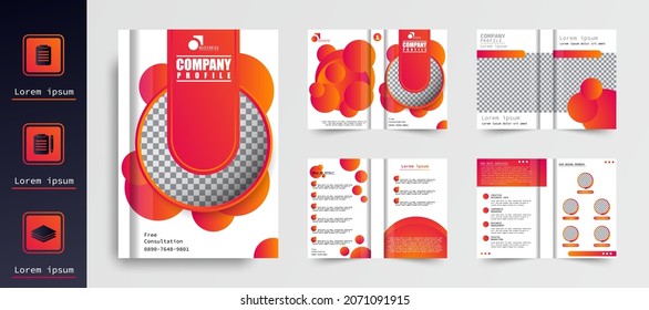 Company Profile corporate theme 8 pages business company profile brochure. Template Design